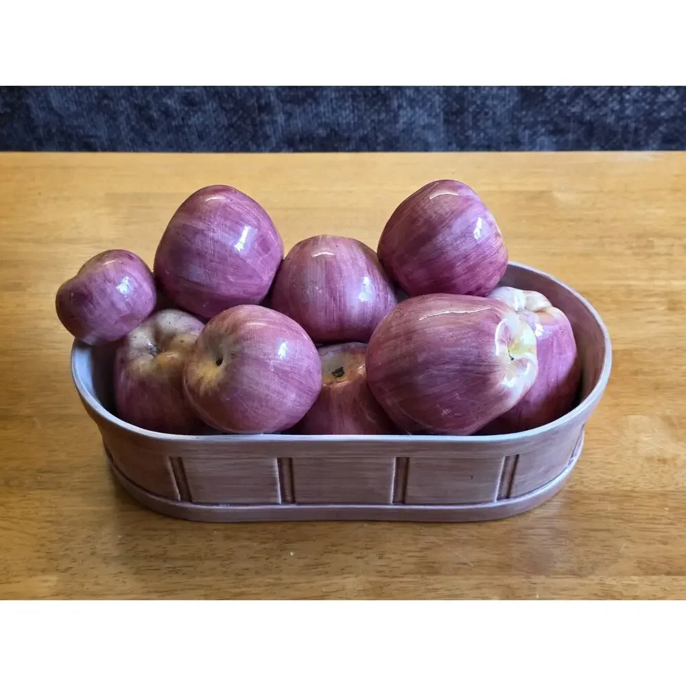 Vintage Italian Ceramic Basket of Apples Made for ETHAN ALLEN in Italy RARE